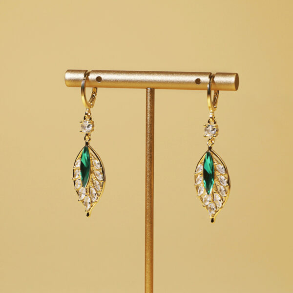 Shining Zircon Green Leaves Earrings