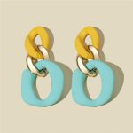 Colorful Matte Chain Link Drop Earrings - Image 2