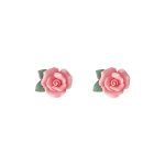 Pink Flower Oil Painting Earrings - Image 2