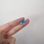 S925 Silver Earrings piercing Blue Flat Bottom Zircon