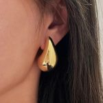 Gold Plated Teardrop Shaped Earrings - Image 3