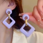 Square Dangle Colorful Drop Earrings - Image 11