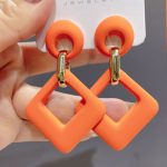 Square Dangle Colorful Drop Earrings - Image 4
