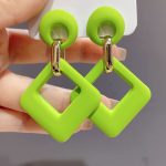 Square Dangle Colorful Drop Earrings - Image 8