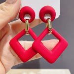 Square Dangle Colorful Drop Earrings - Image 7