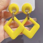 Square Dangle Colorful Drop Earrings - Image 12