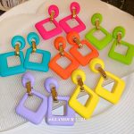 Square Dangle Colorful Drop Earrings