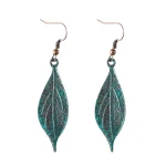 Vintage Green Leaf Earrings - Image 2