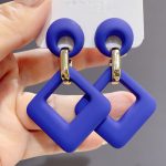 Square Dangle Colorful Drop Earrings - Image 6