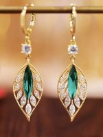 Shining Zircon Green Leaves Earrings - Image 7