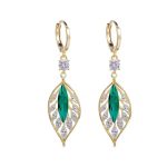 Shining Zircon Green Leaves Earrings - Image 6