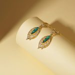 Shining Zircon Green Leaves Earrings - Image 3