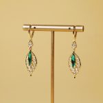 Shining Zircon Green Leaves Earrings