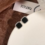 Diamond-Studded Black Square Earrings for Women - Image 3