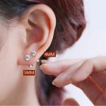 S925 Silver Earrings piercing Flat Bottom Zircon - Image 5
