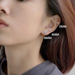 S925 Silver Earrings piercing Flat Bottom Zircon - Image 4