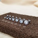 S925 Silver Earrings piercing Flat Bottom Zircon