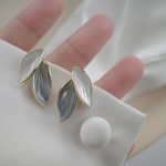 Blue and White Leaf Earrings - Image 3