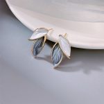Blue and White Leaf Earrings - Image 7