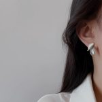 Blue and White Leaf Earrings - Image 2