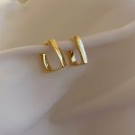 Plain Golden Square Hoop Earrings