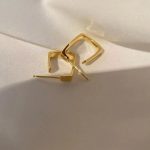 Plain Golden Square Hoop Earrings - Image 3
