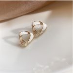 Triangle White with Stones Earrings - Image 3
