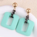Frosted Geometric Chain Earrings - Image 2