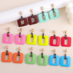 Frosted Geometric Chain Earrings - Image 3