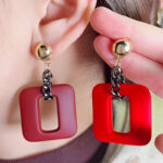 Frosted Geometric Chain Earrings - Image 11