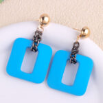 Frosted Geometric Chain Earrings - Image 10