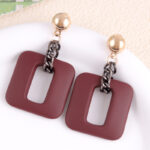 Frosted Geometric Chain Earrings - Image 9