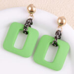 Frosted Geometric Chain Earrings - Image 8
