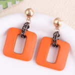 Frosted Geometric Chain Earrings - Image 7