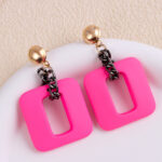 Frosted Geometric Chain Earrings - Image 6