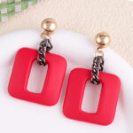 Frosted Geometric Chain Earrings - Image 5