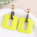 Frosted Geometric Chain Earrings - Image 4
