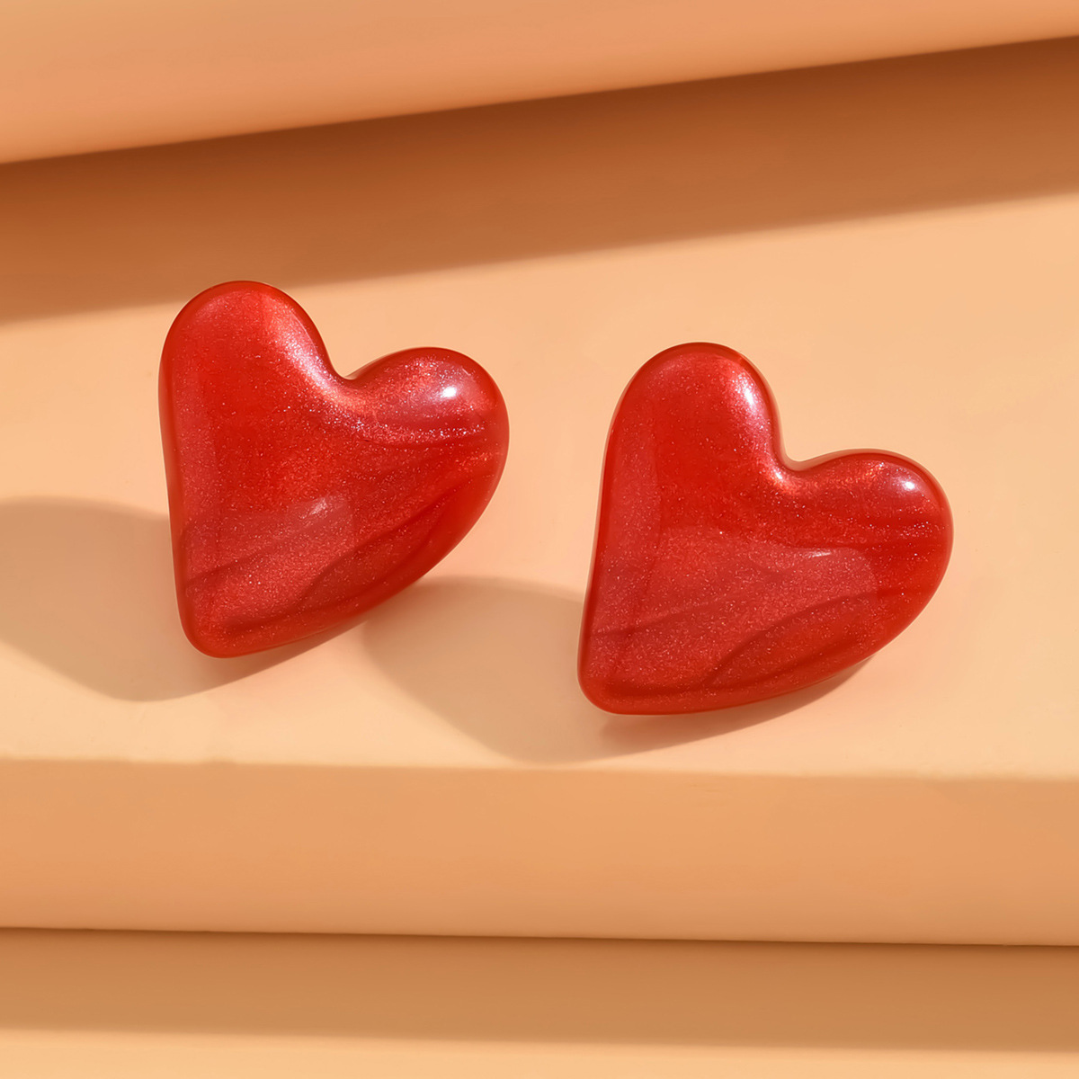 love-Valentine-Day-earrings-Glossy-Glossy-red Heart Shaped Glossy Earrings - Image 1