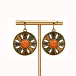 Multicolor Rhinestone Flower Round Earrings - Image 3
