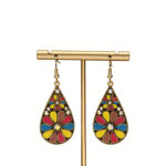 Multi-Colored Rhinestone Flower Earrings - Image 2