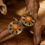 Multicolor Rhinestone Flower Round Earrings - Image 2